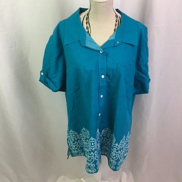 East 5th Button Down Short Sleeve Shirt Luella Border PXL - Picture 2 of 15